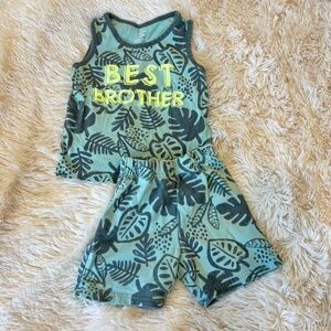 Carter’s Best Brother Green Tropical Matching Summer Set 2T